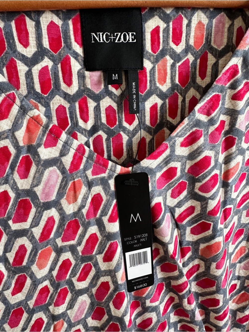 Nic+Zoe Pink Geometric Sleeveless Wrap Dress Medium - Picture 3 of 8